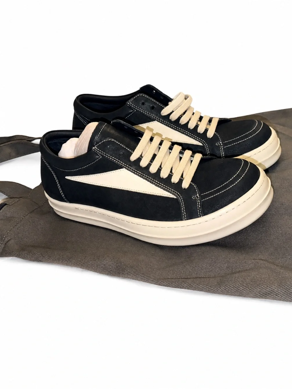 Rick Owen’s Black Oil Wax Leather Low-Top Sneakers size 12 (NO BOX)